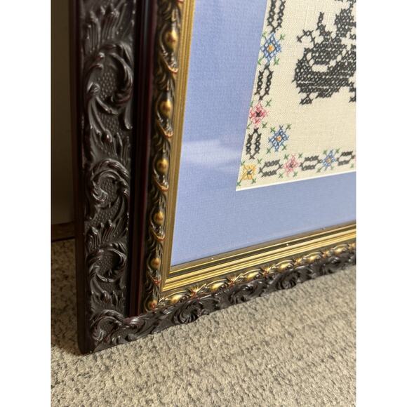 Vintage Little Women Needlepoint W/ Beautiful Frame- Frame App. 22x18 - Picture 3 of 11